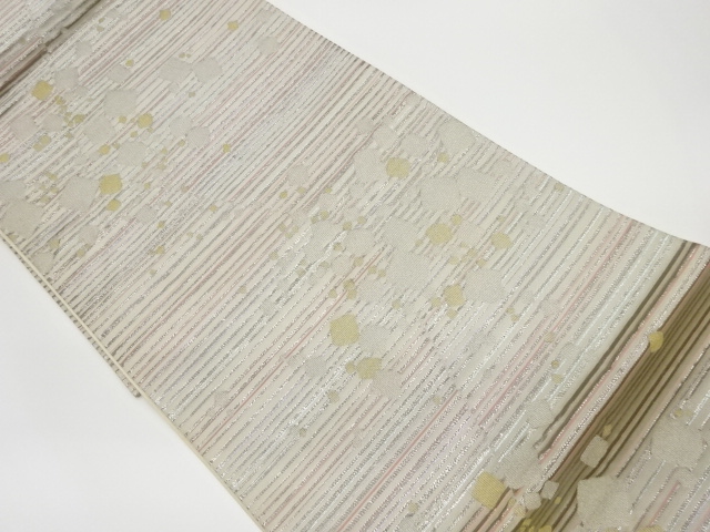 リサイクル　横段に色紙散らし模様織出し袋帯